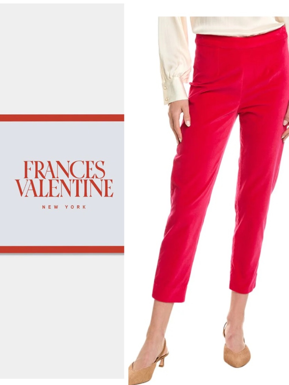 Frances Valentine Lucy pant - red Cropped Slim Pants